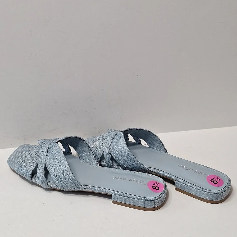 Calvin Klein "NEW" Coquette Blue Toukie Preppy Woven Slide Boho Sandals Size 8.5 - Picture 7 of 10